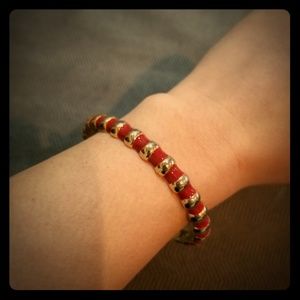 Red and Gold Hinged Bangle Bracelet